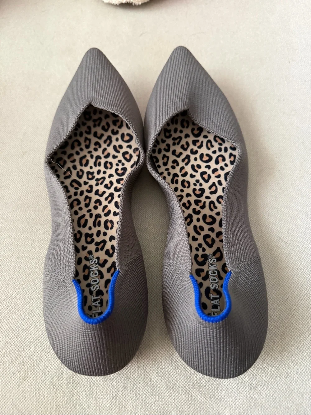 Rothys Gray Pointed Toe Knit Flats